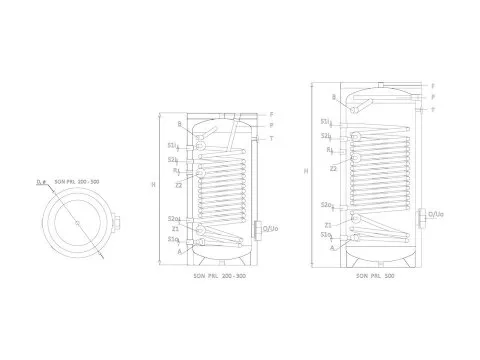 Boiler met twee parallelle spiralen SUNSYSTEM SON PRL 500L Geëmailleerde