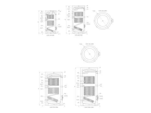 Indirecte boiler met twee spiralen geëmailleerde SUNSYSTEM SON 150